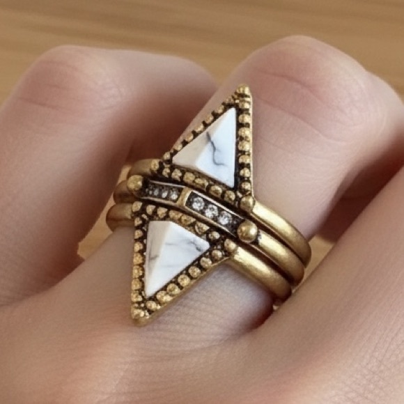 NWT Geometric Marble Brass Ring Trio – Size 6.5 - Picture 2 of 11